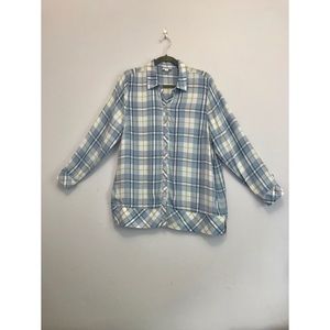 J.Jill | Blue & Green Plaid Long Sleeve Blouse